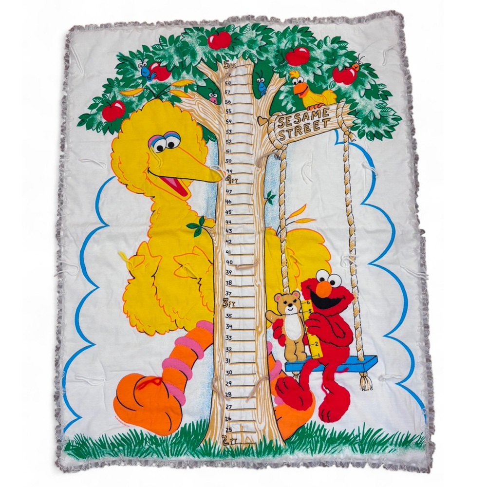 Vintage Spectrix Fabrics Sesame Street Big Bird and Elmo Growth Chart